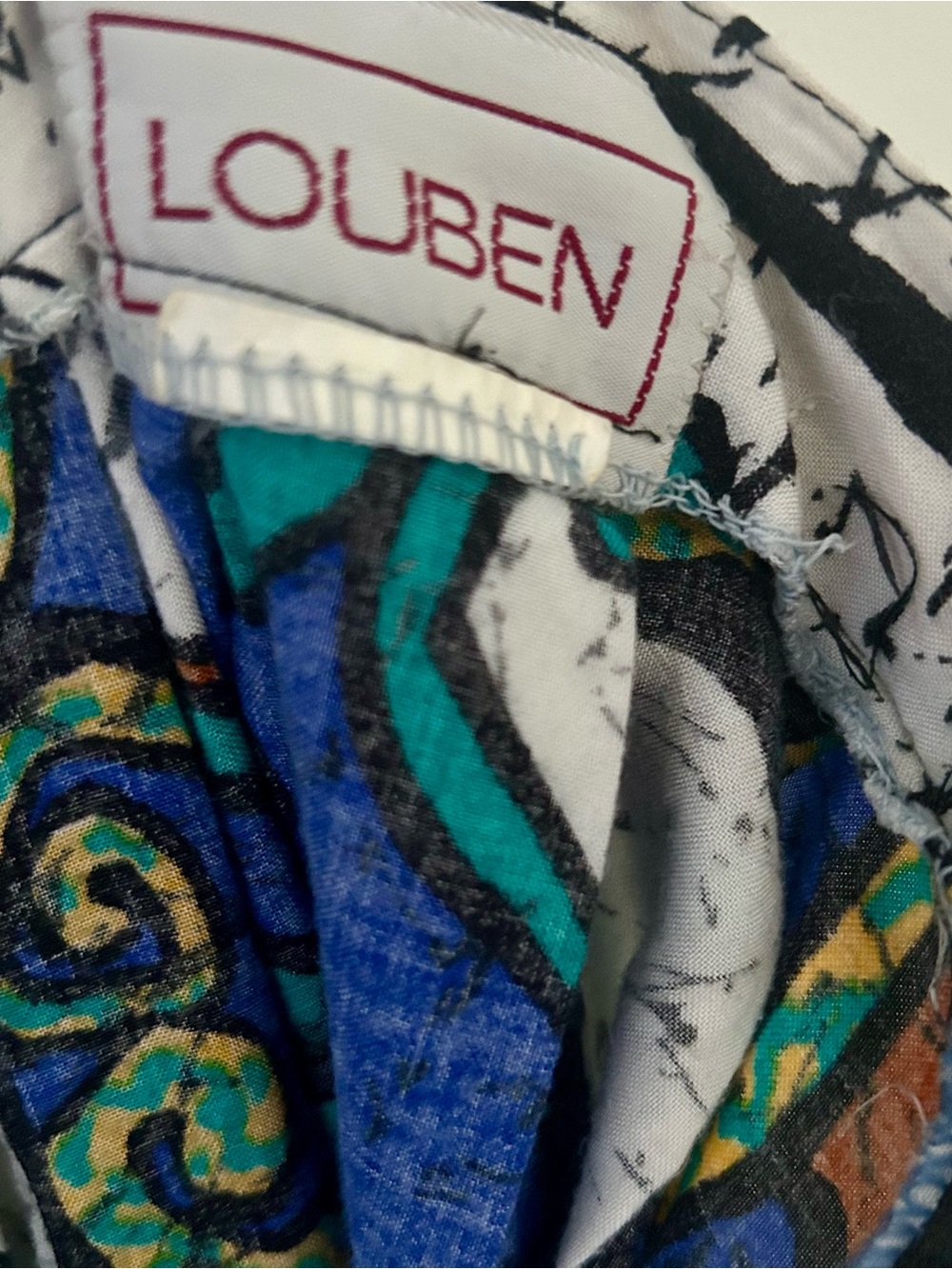 Vintage Louben 90s Abstract Pleated Midi Skirt Made in Canada - Picture 9 of 11